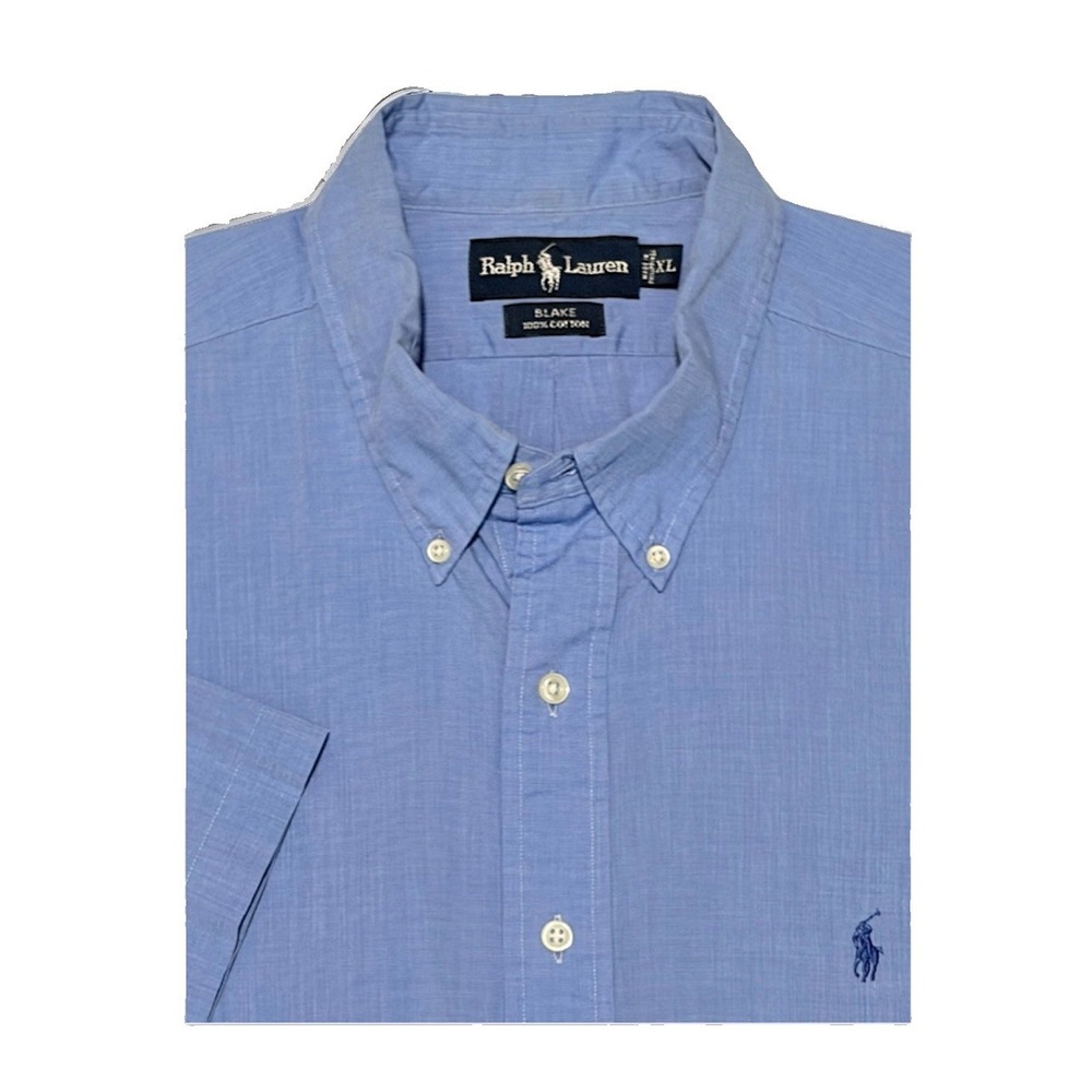 VTG Polo‎ Ralph Lauren Blake Shirt Mens XL Blue Short Sleeve Button Down Cotton